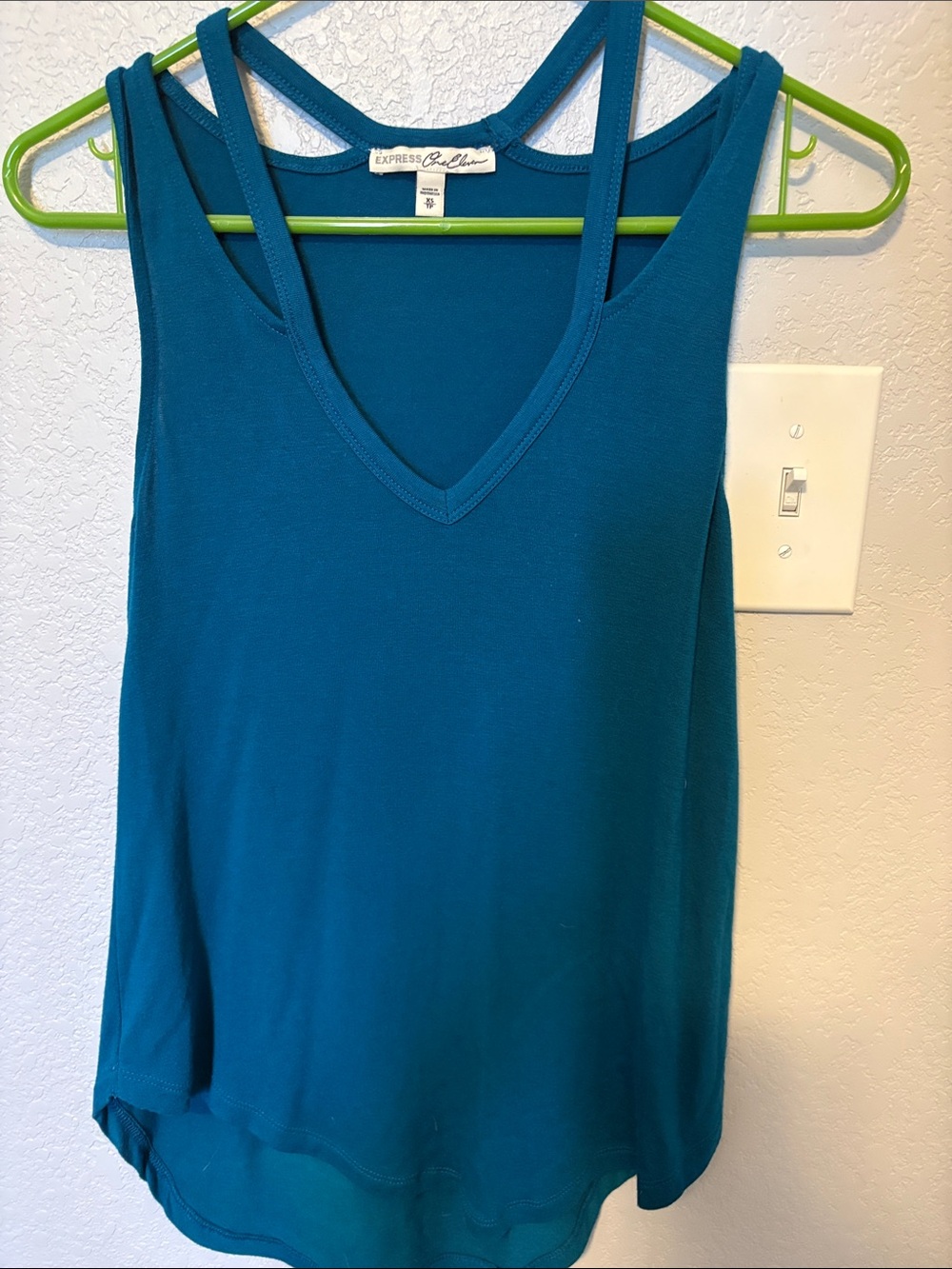 Express Teal Double-Strap V-Neck Tank Top